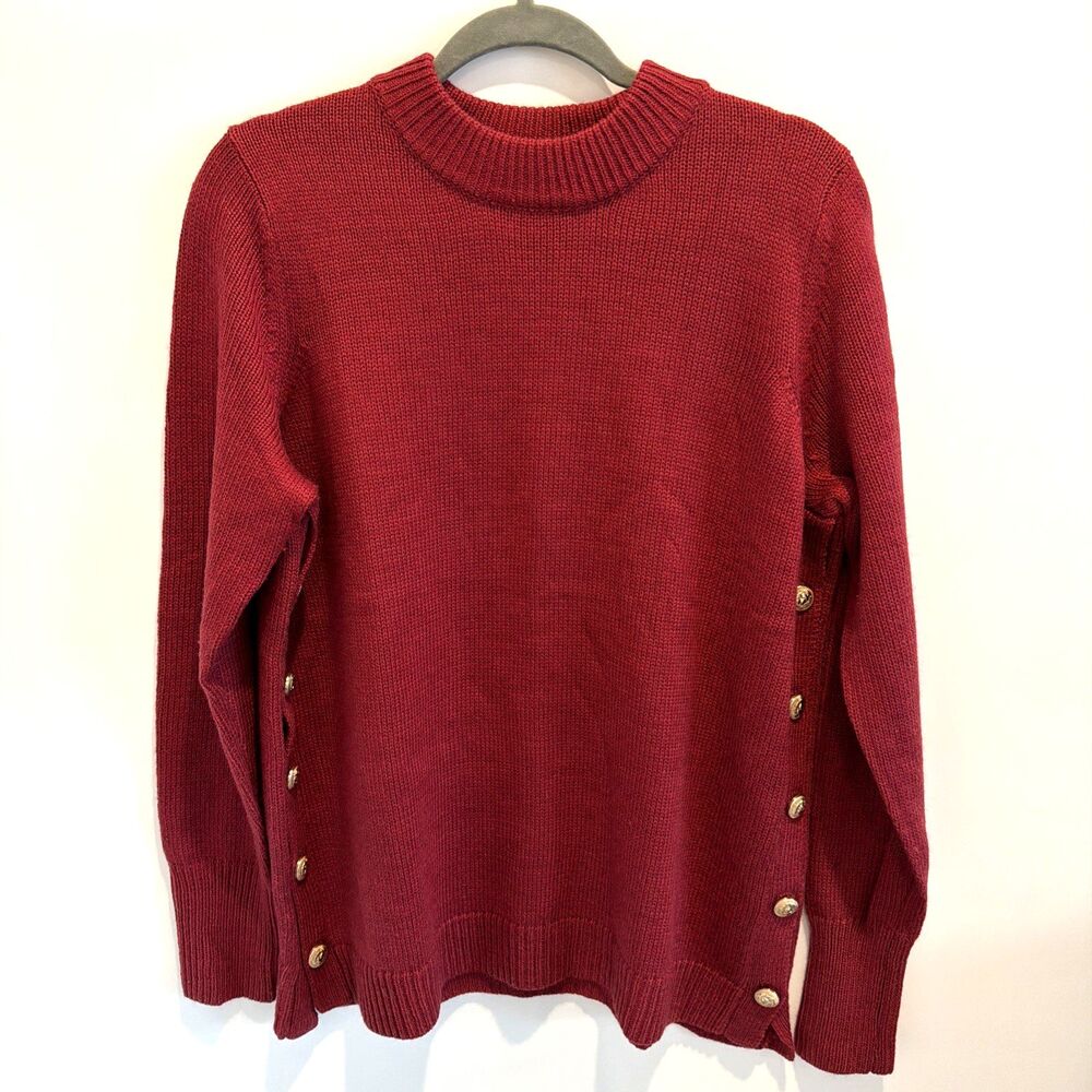Shop The Mint Julep Boutique Womens M Sweater Burgundy Gold Buttons Old Money